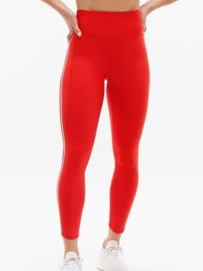 Nwt Athleta Pacesetter Tipped 7/8 Tight Red/White Size Large